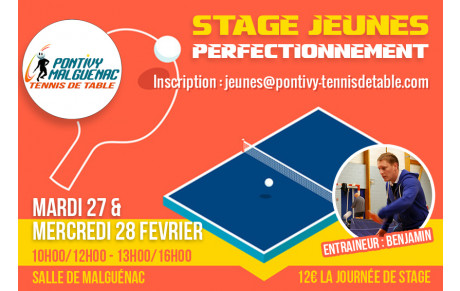 Stage Jeunes Perfectionnement | 27 et 28 février 2018